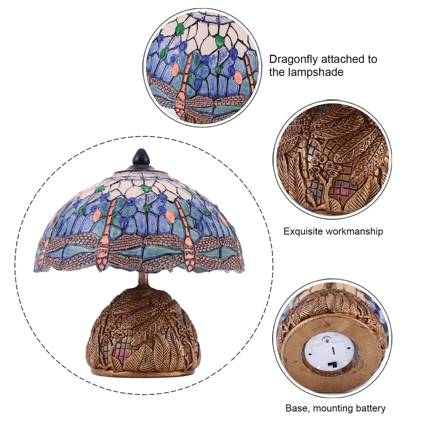 Luxurious Antique Style Stained Glass Table Lamp