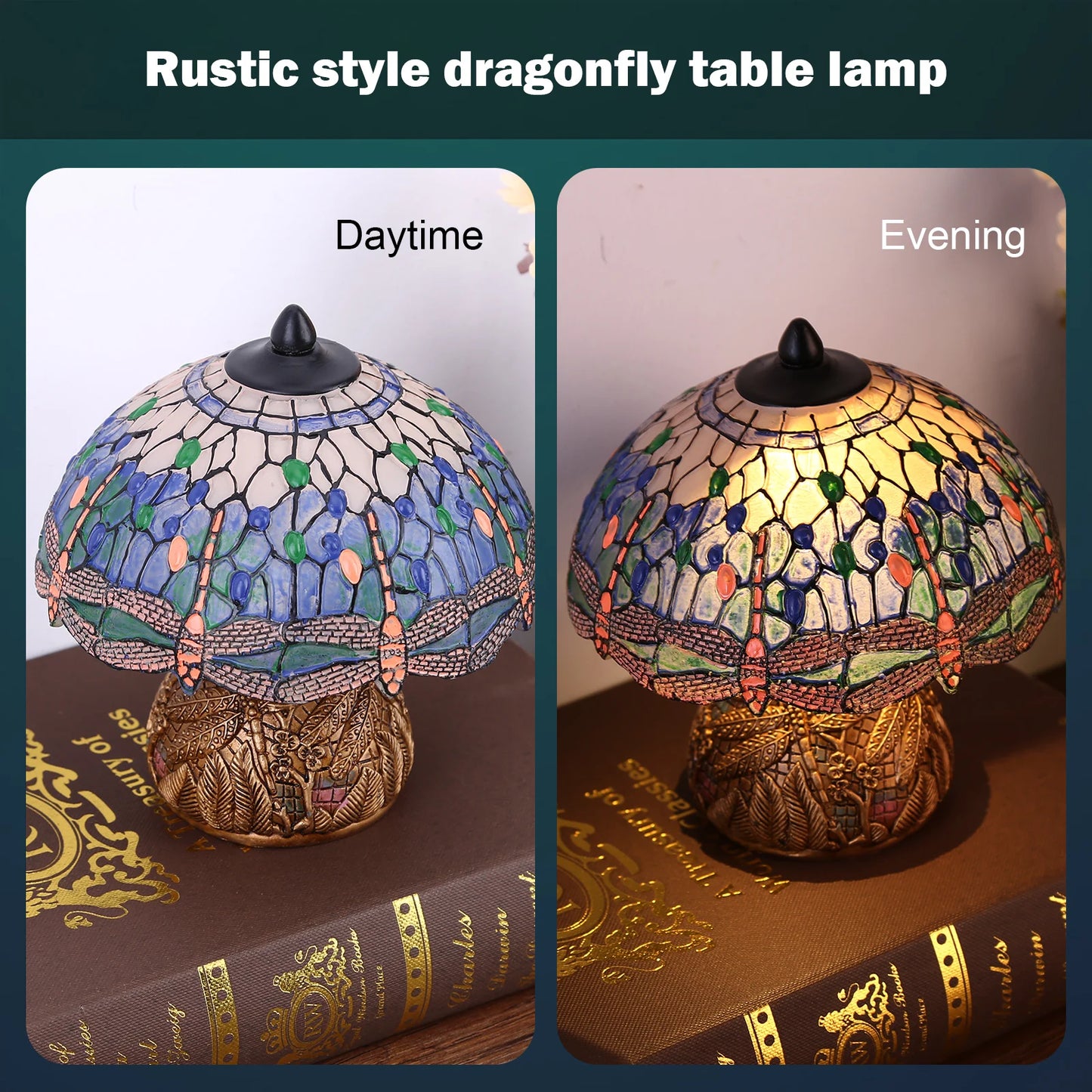 Luxurious Antique Style Stained Glass Table Lamp